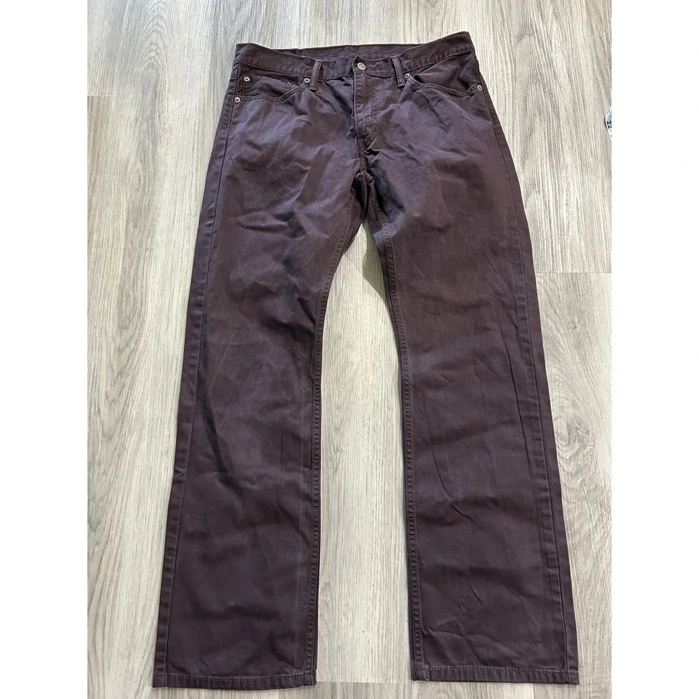 Levi's Mens 514 Straight Fit Cotton Twill Pants 34x32 Dark Plum Burgundy Brown